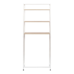 Mobile Lavatrice Janet Con 3 Ripiani Metallo Bianco /legno Trattato Naturale 68x24x165cm