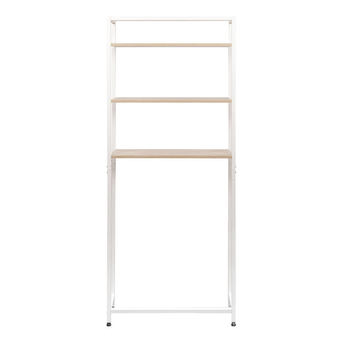 Mobile Lavatrice Janet Con 3 Ripiani Metallo Bianco /legno Trattato Naturale 68x24x165cm