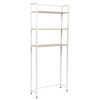 Mobile Lavatrice Janet Con 3 Ripiani Metallo Bianco /legno Trattato Naturale 68x24x165cm