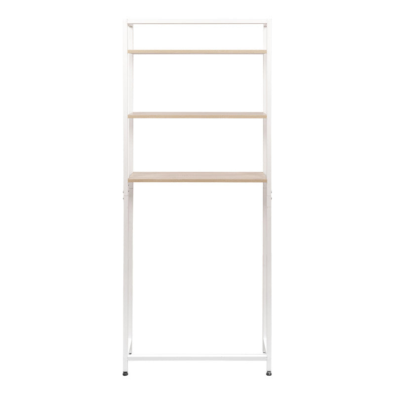 Mobile Lavatrice Janet Con 3 Ripiani Metallo Bianco /legno Trattato Naturale 68x24x165cm