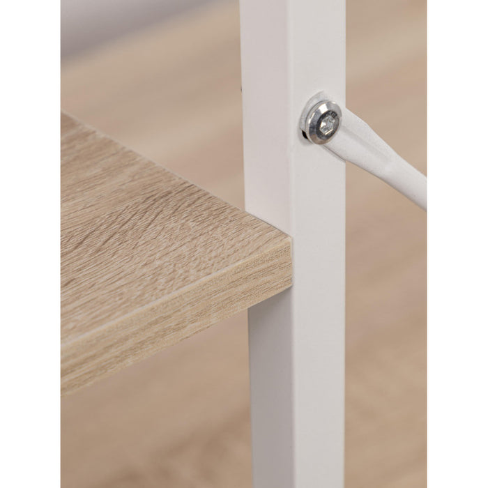 Mobile Lavatrice Janetcon 4 Ripiani Metallo Bianco /legno Trattato Naturale 100x60x177cm