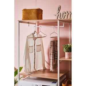 Mobile Lavatrice Janetcon 4 Ripiani Metallo Bianco /legno Trattato Naturale 100x60x177cm