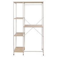 Mobile Lavatrice Janetcon 4 Ripiani Metallo Bianco /legno Trattato Naturale 100x60x177cm