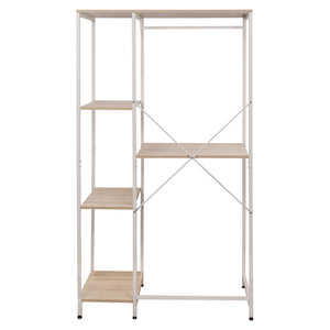 Mobile Lavatrice Janetcon 4 Ripiani Metallo Bianco /legno Trattato Naturale 100x60x177cm