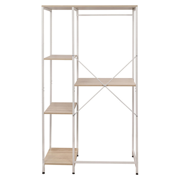 Mobile Lavatrice Janetcon 4 Ripiani Metallo Bianco /legno Trattato Naturale 100x60x177cm