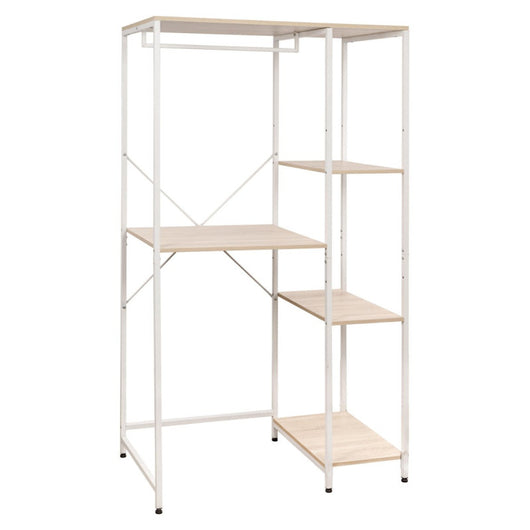 Mobile Lavatrice Janetcon 4 Ripiani Metallo Bianco /legno Trattato Naturale 100x60x177cm