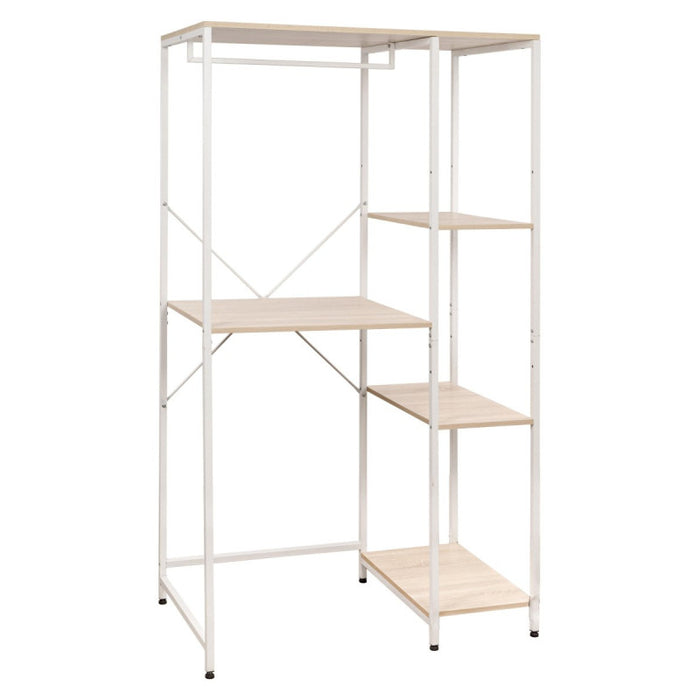 Mobile Lavatrice Janetcon 4 Ripiani Metallo Bianco /legno Trattato Naturale 100x60x177cm