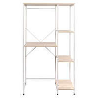 Mobile Lavatrice Janetcon 4 Ripiani Metallo Bianco /legno Trattato Naturale 100x60x177cm