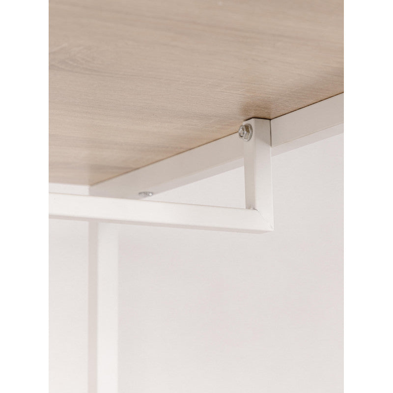 Mobile Lavatrice Janetcon 4 Ripiani Metallo Bianco /legno Trattato Naturale 100x60x177cm