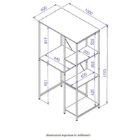 Mobile Lavatrice Janetcon 4 Ripiani Metallo Bianco /legno Trattato Naturale 100x60x177cm