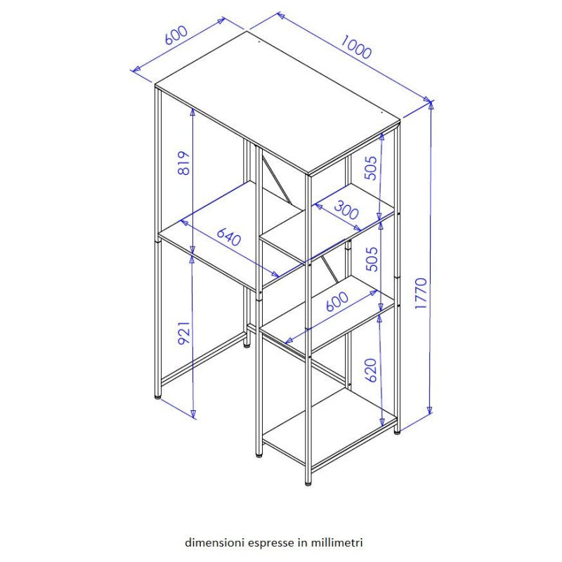 Mobile Lavatrice Janetcon 4 Ripiani Metallo Bianco /legno Trattato Naturale 100x60x177cm