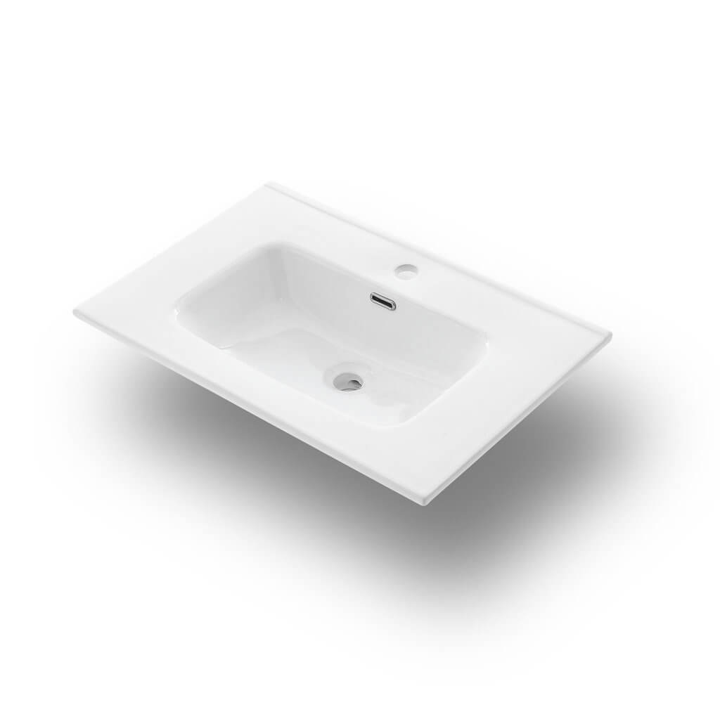 Mobile Bagno 60cm a Terra Effetto Pietra Con Tre Cassetti Specchio e Lampada - Blu Effetto Pietra