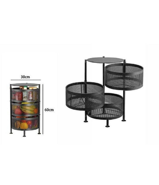 Mobile Mobiletto Tavolino Metallo Nero 3 Scomparti Portatutto Regolabile 30x60cm         