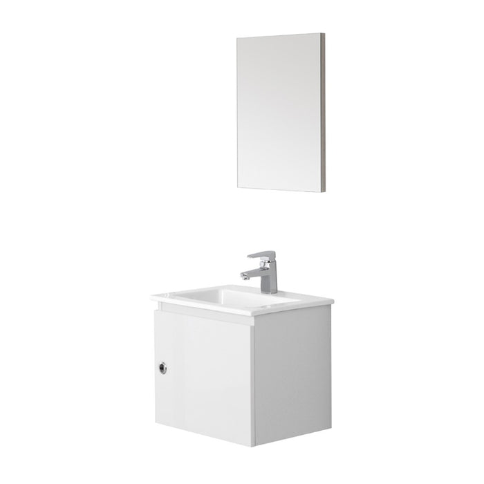 Mobile moderno salvaspazio bianco laccato 50x36,5 cm con anta