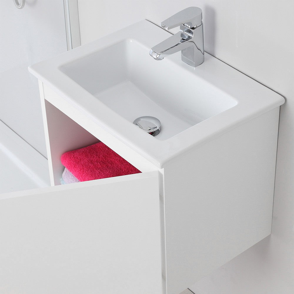 Mobile moderno salvaspazio bianco laccato 50x36,5 cm con anta