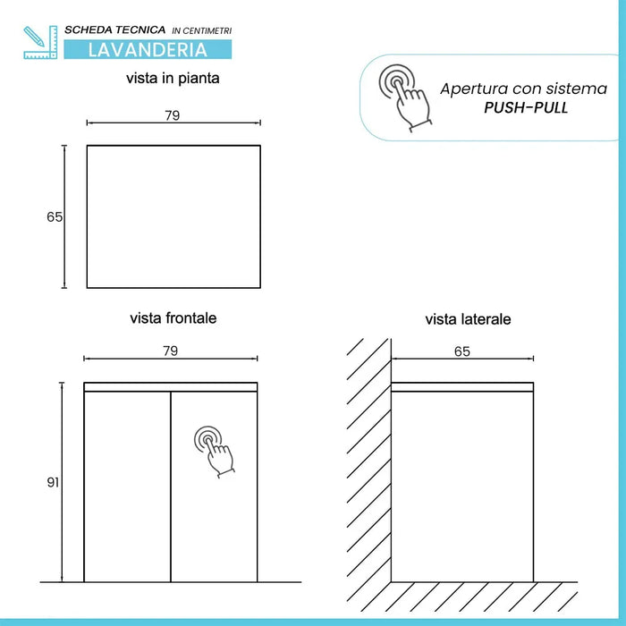 Mobile multiuso con due ante 79x65x91 cm effetto legno e bianco Wanda
