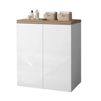 Mobile multiuso con due ante 79x65x91 cm effetto legno e bianco Wanda