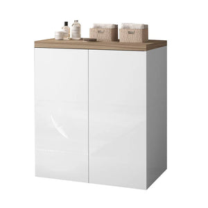 Mobile multiuso con due ante 79x65x91 cm effetto legno e bianco Wanda