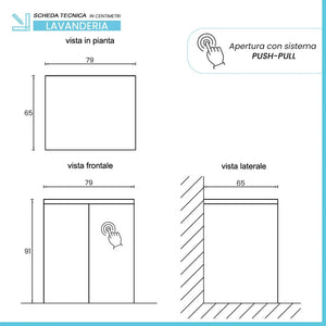 Mobile multiuso con due ante 79x65x91 cm pietra e tortora Wanda