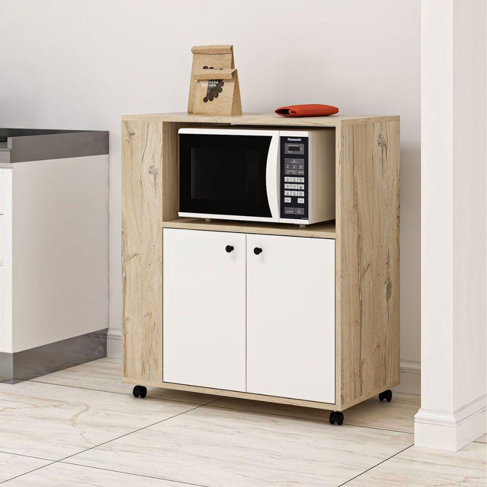 Mobile multiuso elegante e funzionale rovere e bianco Monni 82x45x95H – Ordine e Design