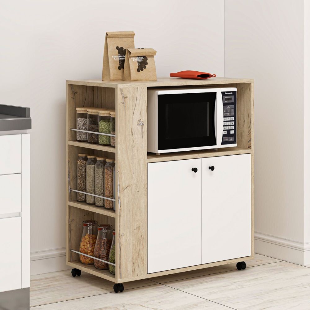 Mobile multiuso elegante e funzionale rovere e bianco Monni 82x45x95H – Ordine e Design