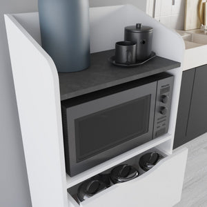 Mobile multiuso Gorki con cassetti bianco e ripiano retro grey