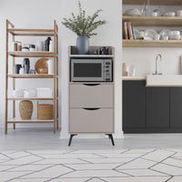 Mobile multiuso Gorki con cassetti light mocha e ripiano carrara bianco