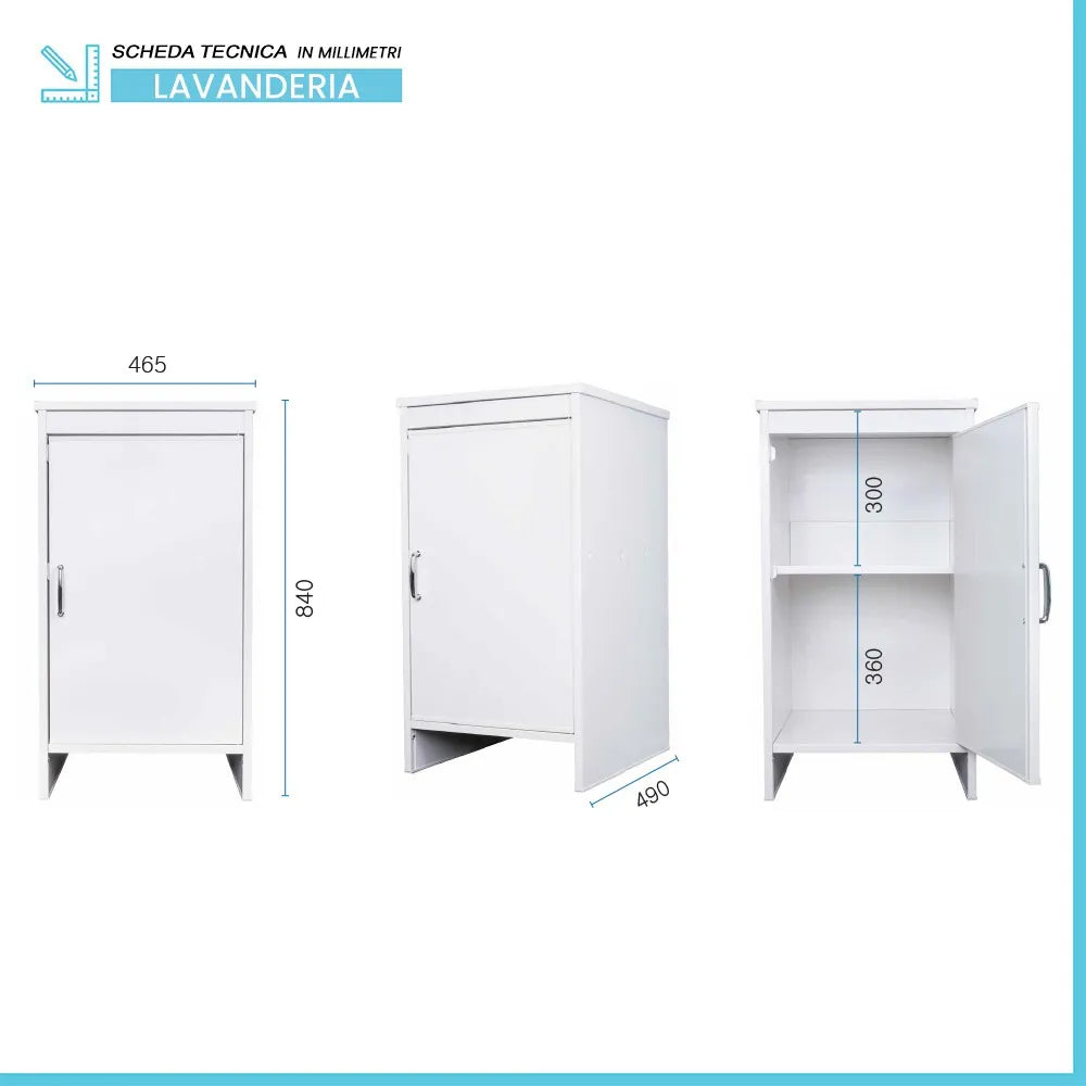 Mobile multiuso lavanderia 45x50 cm in PVC con ripiano interno Kandy