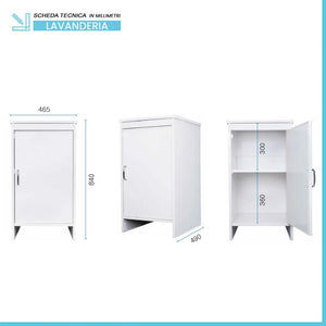 Mobile multiuso lavanderia 45x50 cm in PVC con ripiano interno Kandy