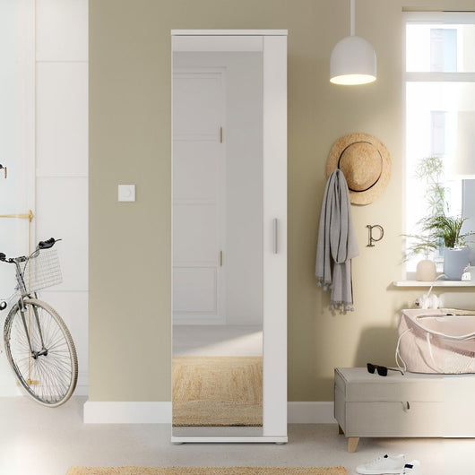 Mobile multiuso scarpiera Olimpia bianco con anta a specchio 50x35x179