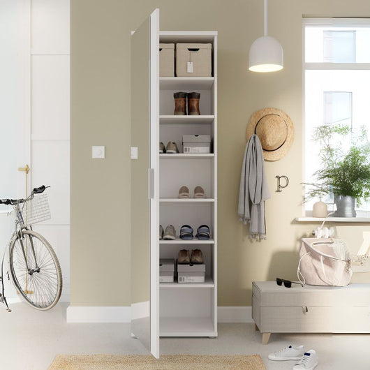 Mobile multiuso scarpiera Olimpia bianco con anta a specchio 50x35x179