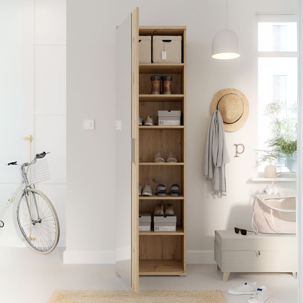 Mobile multiuso scarpiera Olimpia rovere con anta a specchio 50x35x179