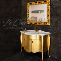 Mobile bagno stile barocco oro foglia con specchio - SI
