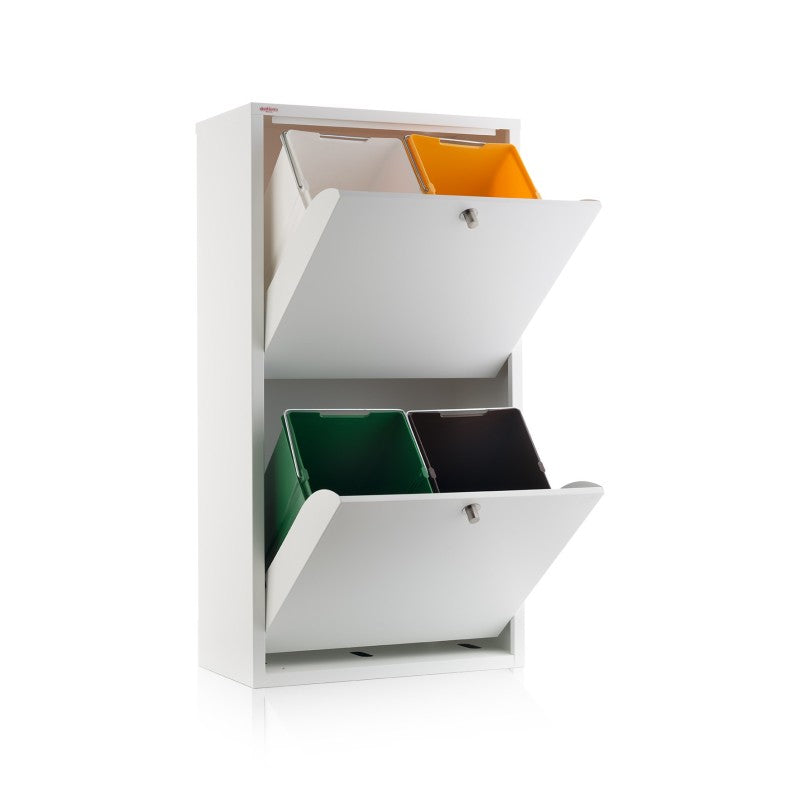 Mobile per la raccolta differenziata EMI – 4 scomparti (80 L), bianco, design moderno e funzionale
