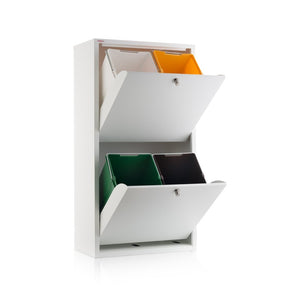 Mobile per la raccolta differenziata EMI – 4 scomparti (80 L), bianco, design moderno e funzionale