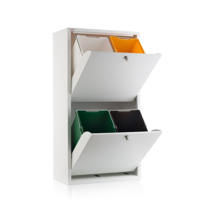 Mobile per la raccolta differenziata EMI – 4 scomparti (80 L), bianco, design moderno e funzionale