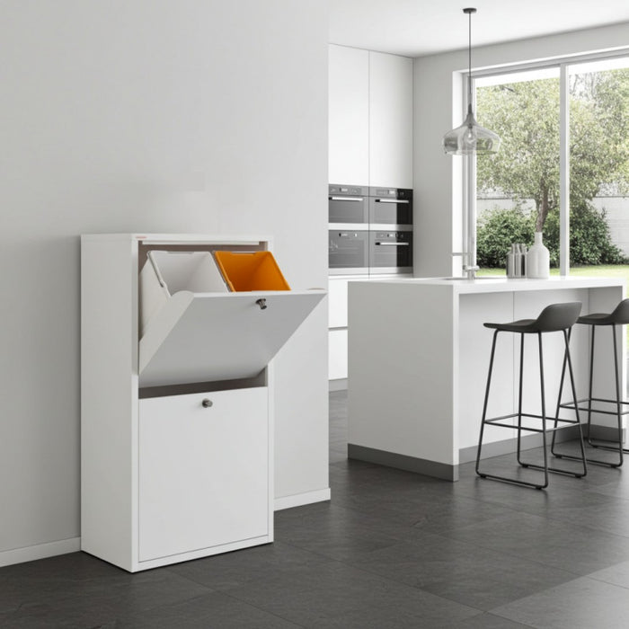 Mobile per la raccolta differenziata EMI – 4 scomparti (80 L), bianco, design moderno e funzionale