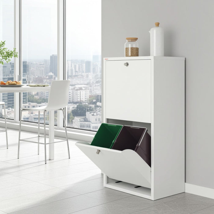 Mobile per la raccolta differenziata EMI – 4 scomparti (80 L), bianco, design moderno e funzionale