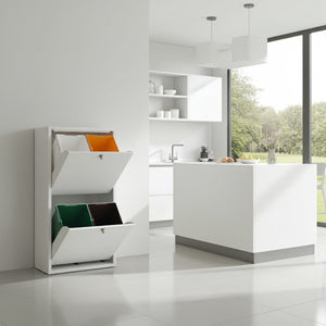 Mobile per la raccolta differenziata EMI – 4 scomparti (80 L), bianco, design moderno e funzionale