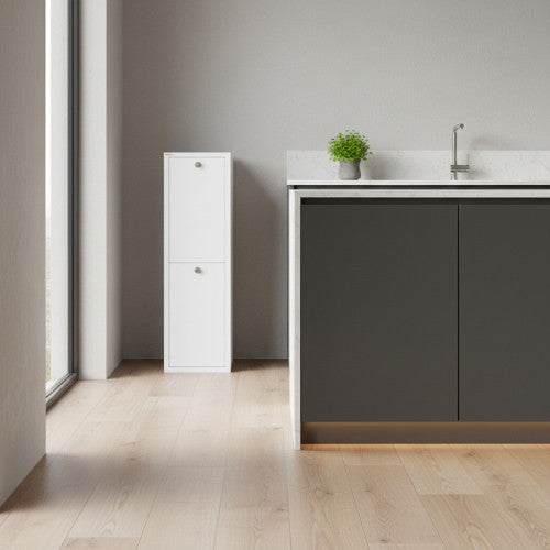 Mobile per la raccolta differenziata LUA – 2 scomparti (40 L), bianco, design moderno e compatto