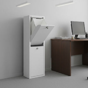 Mobile per la raccolta differenziata LUA – 2 scomparti (40 L), bianco, design moderno e compatto