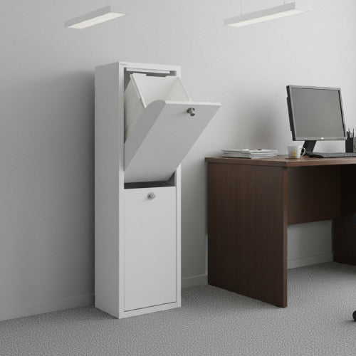 Mobile per la raccolta differenziata LUA – 2 scomparti (40 L), bianco, design moderno e compatto