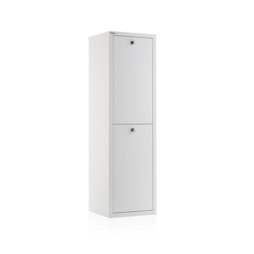 Mobile per la raccolta differenziata LUA – 2 scomparti (40 L), bianco, design moderno e compatto