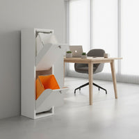 Mobile per la raccolta differenziata LUA – 2 scomparti (40 L), bianco, design moderno e compatto