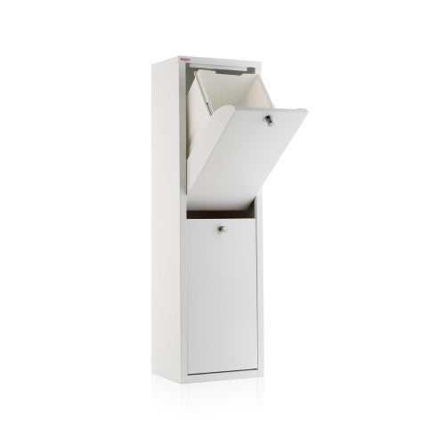 Mobile per la raccolta differenziata LUA – 2 scomparti (40 L), bianco, design moderno e compatto