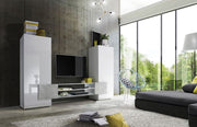 Mobile porta tv, soggiorno moderno Irene Bianco Lucido e Beton, ZLCSBB