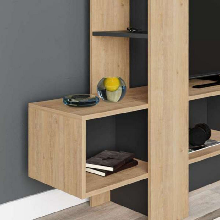 Mobile porta TV Troya rovere antracite con anta a ribalta