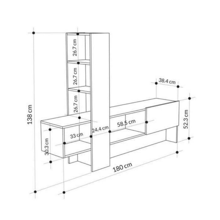 Mobile porta TV Troya rovere antracite con anta a ribalta