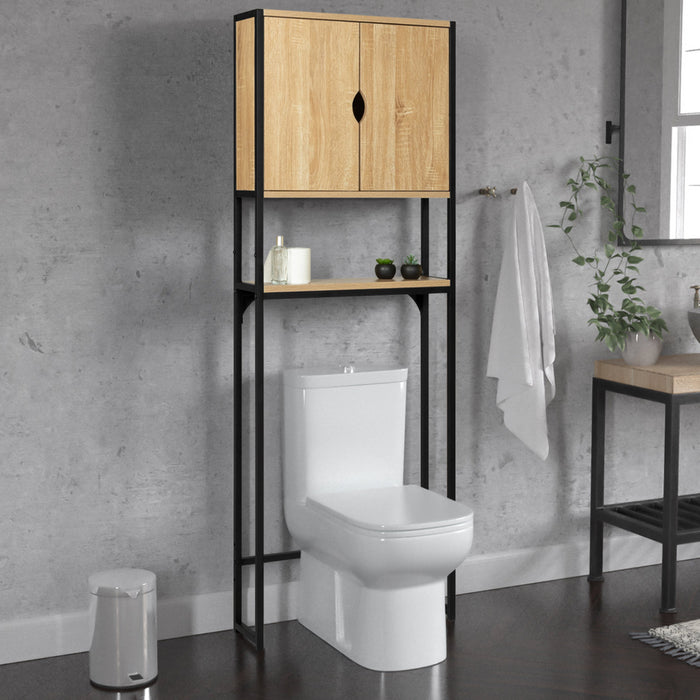 IDMarket - Mobile scaffale sopra WC con armadio DETROIT design industriale
