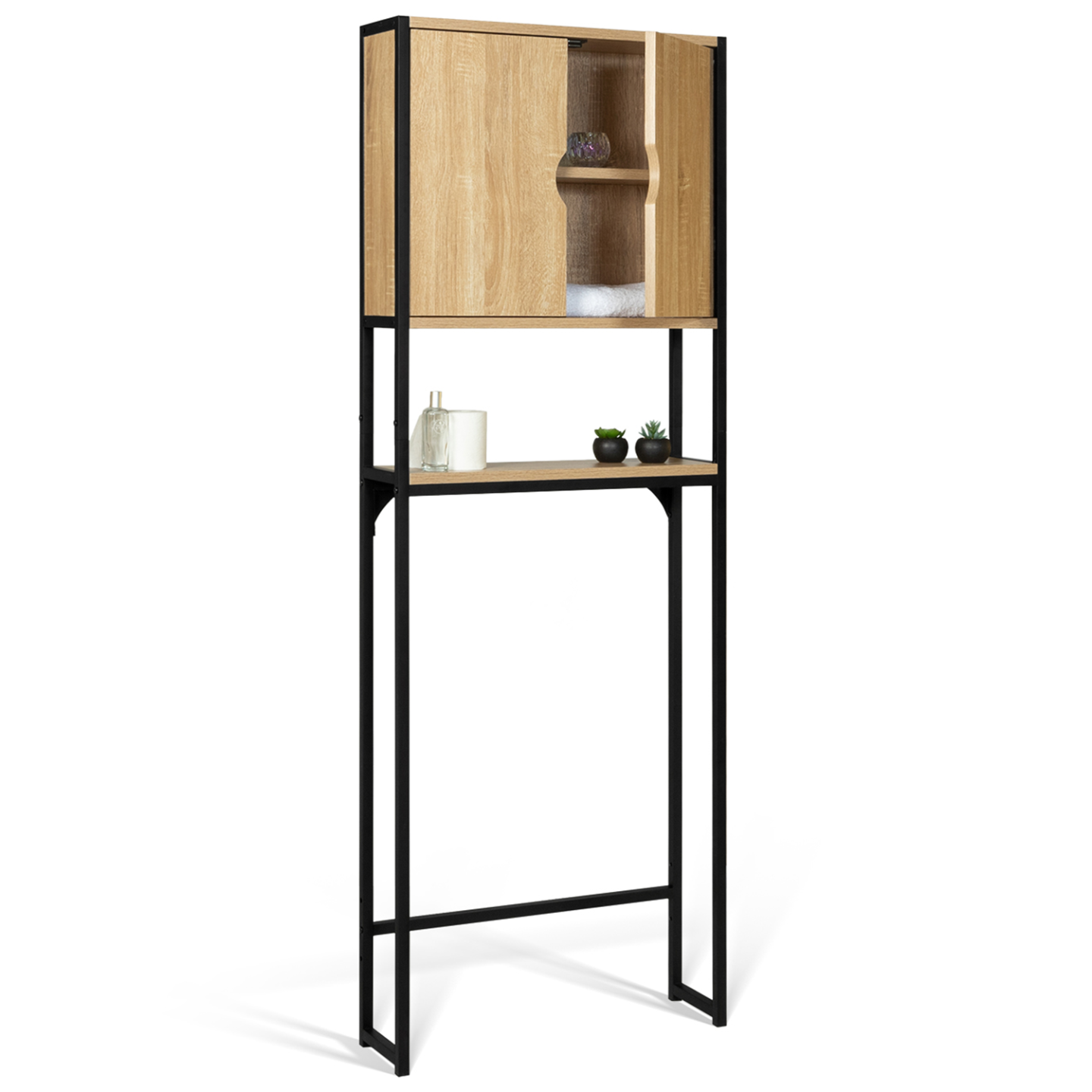 IDMarket - Mobile scaffale sopra WC con armadio DETROIT design industriale